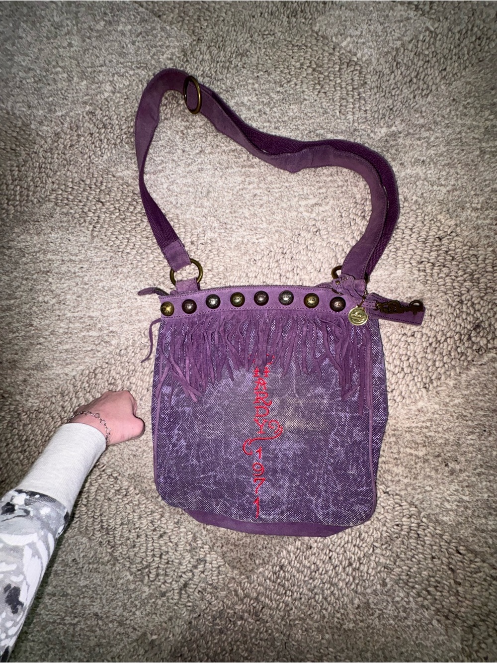 Vintage Rare leather suede Ed Hardy Crossbody bag